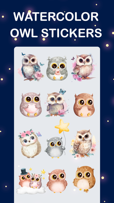 Watercolor Owl Stickers Pack Screenshot