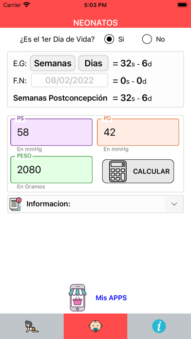 Presión Arterial Pediátrica Screenshot