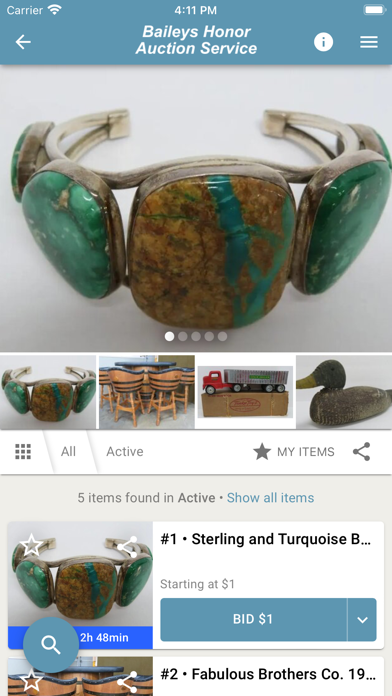 Baileys Honor Auctions Screenshot