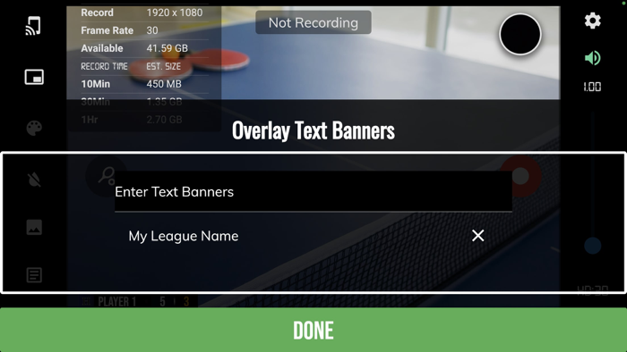 BT Table Tennis Camera