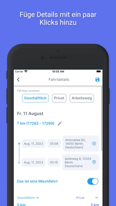 AutoLogg Fahrtenbuch 2.0 Screenshot