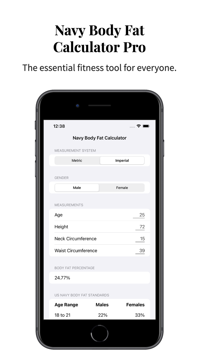 Navy Body Fat Calculator Pro