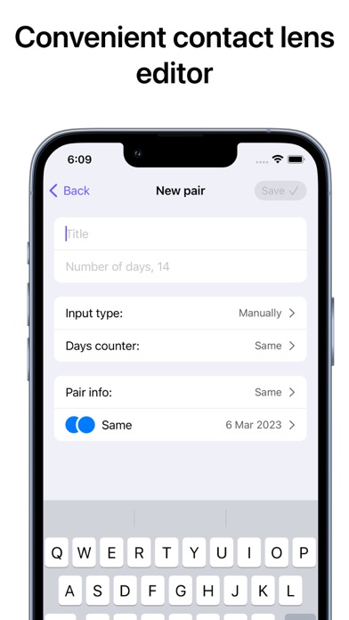 Contact Lens Tracker app Screenshot