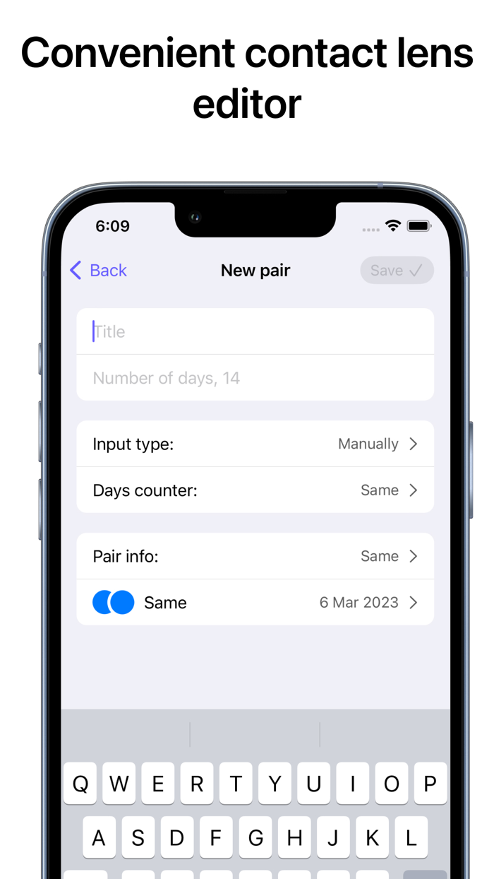 Contact Lens Tracker app