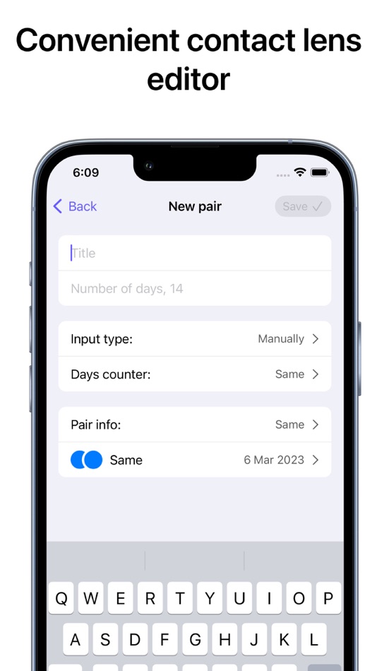 #3. Contact Lens Tracker app (iOS) Podle: Evgeniy Konev