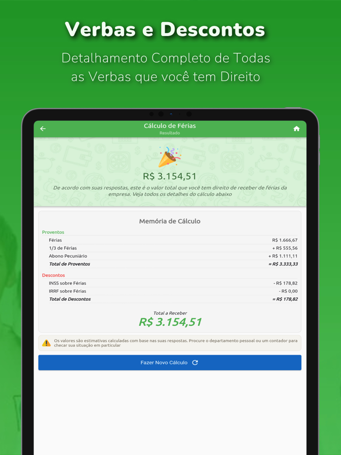 Cálculo de Férias Fácil