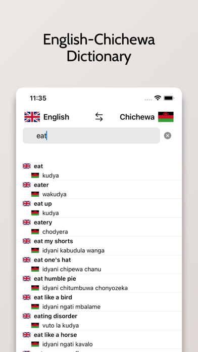 Chichewa-English Dictionary Screenshot
