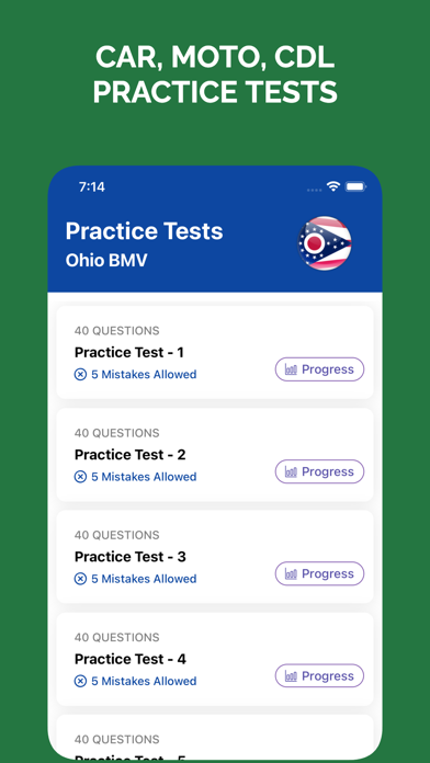 Ohio BMV Permit Practice Test Screenshot