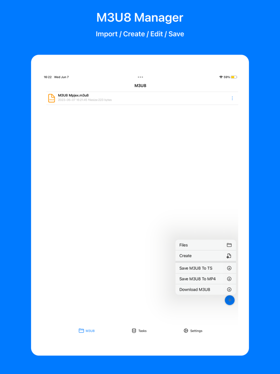 M3U8 Mpjex iPad screenshot 1 - Utilities app