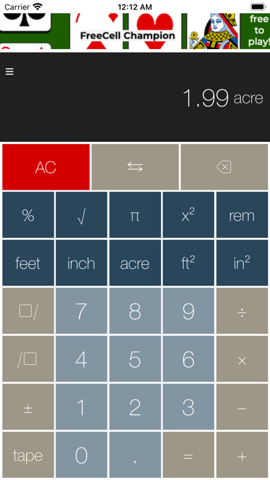 Feet&Inches Calculator Screenshot