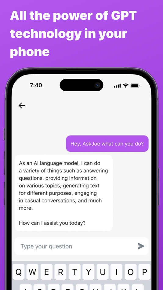 #2. AskJoe: AI ChatBot (iOS) Tekijänä: Andrii Zagoruiko