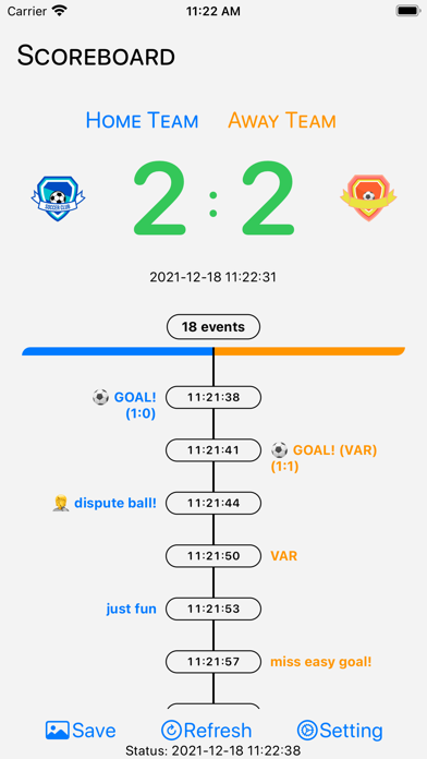 Soccer Scoreboard on Watch Screenshot