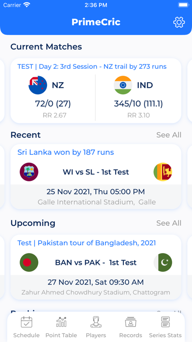 PrimeCric : Live Cricket Score Screenshot