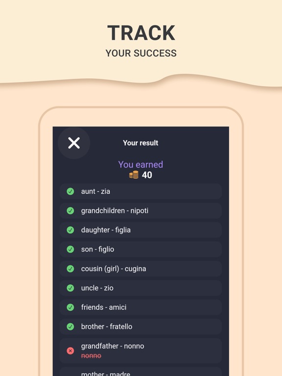 Learn Italian Words by Levels iPad screenshot 6 - Education app