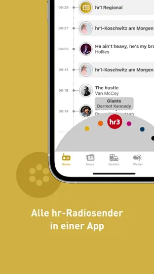 Screenshot von Hr1 App auf dem iPhone 4