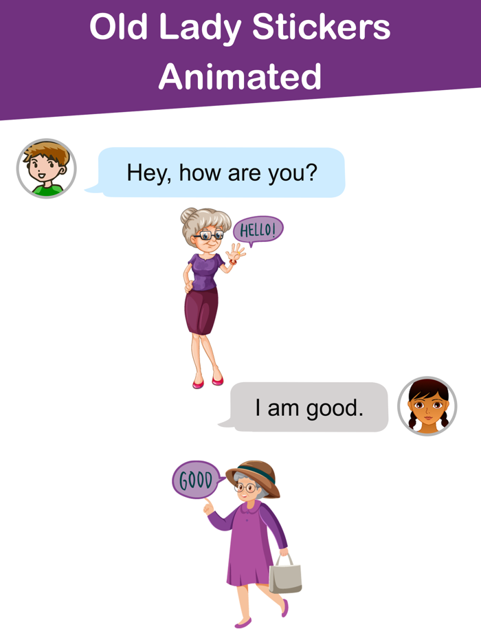 Old Lady Stickers Animated