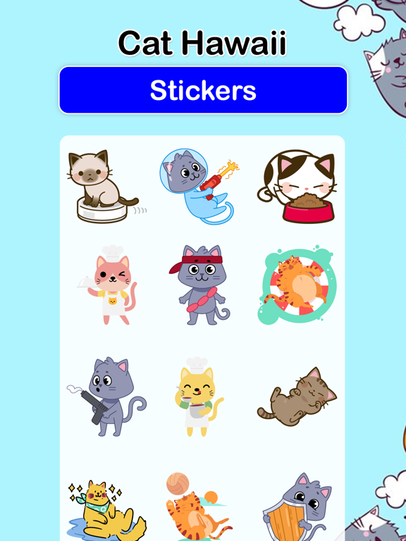 Cat Hawaii Stickersのおすすめ画像4