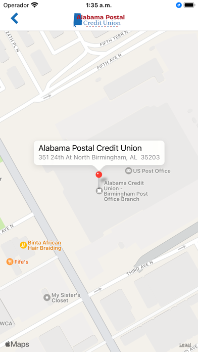 AL Postal CU Mobile Screenshot