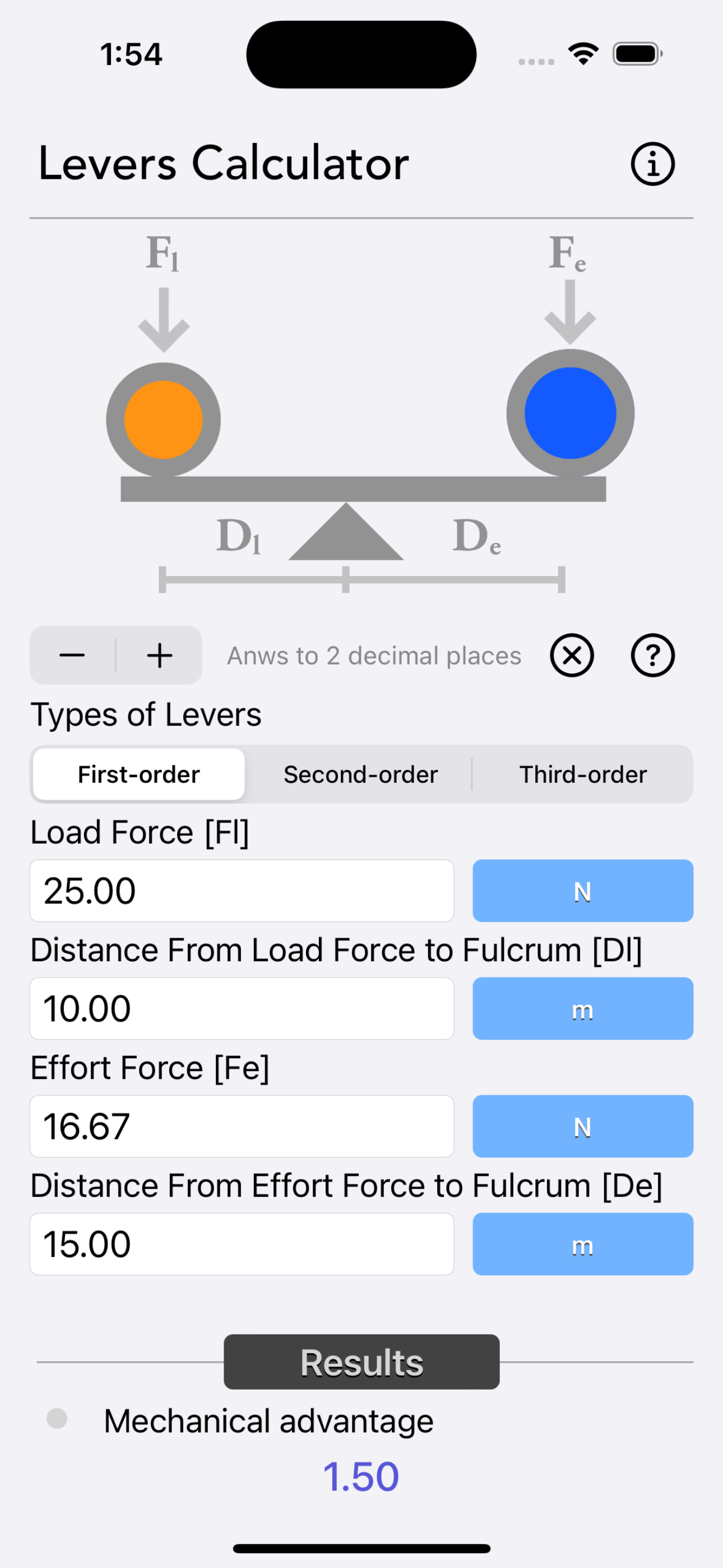 Levers Calculator