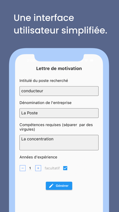 Lettre de motivation IA Screenshot