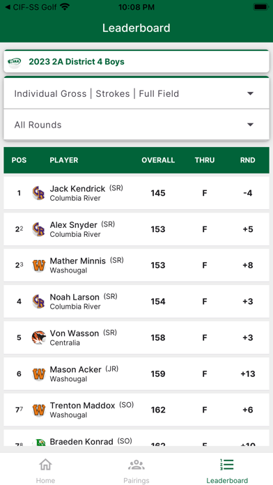 WIAA Golf Screenshot
