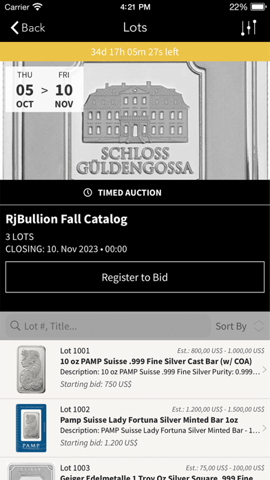 RJB Auctions Screenshot