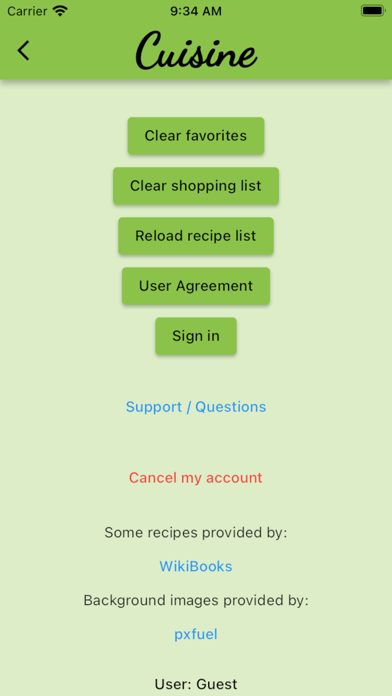 Cuisine Cookbook Screenshot