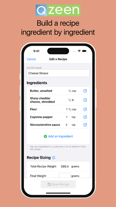 Qzeen - Recipe Calculator Screenshot