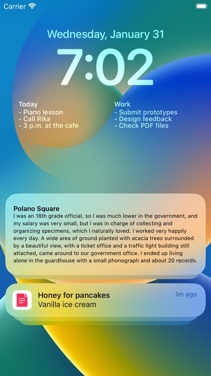 Widget Notes Home Lock Screen