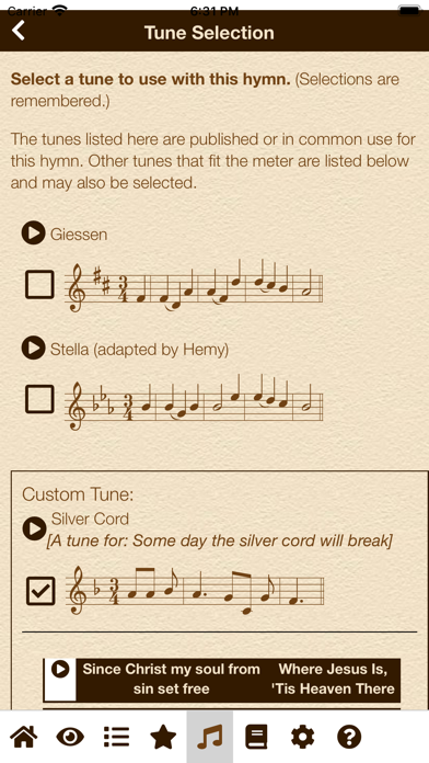 Favorite Hymns / Hymnals Screenshot