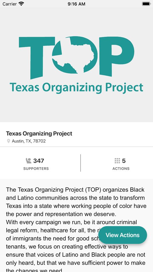 #2. Texas Organizing Project (iOS) 来自: Votercircle Inc