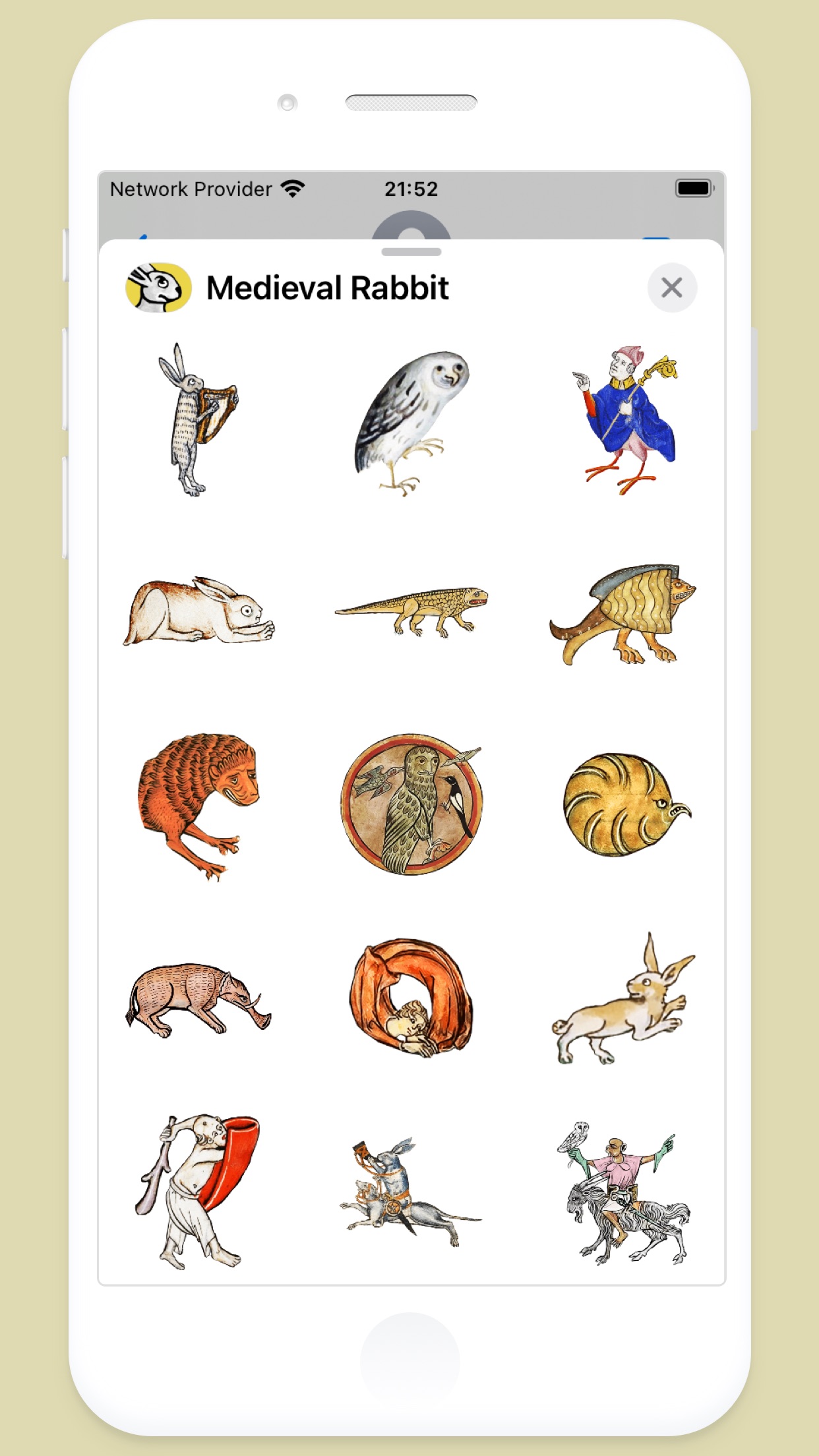 Screenshot do app Coelho Medieval: Stickers