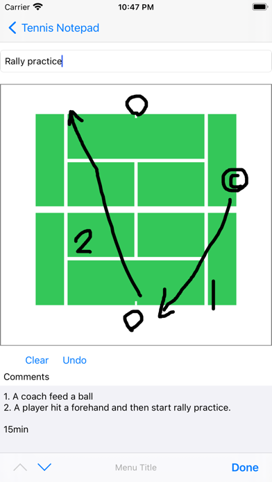 Tennis Notepad Screenshot