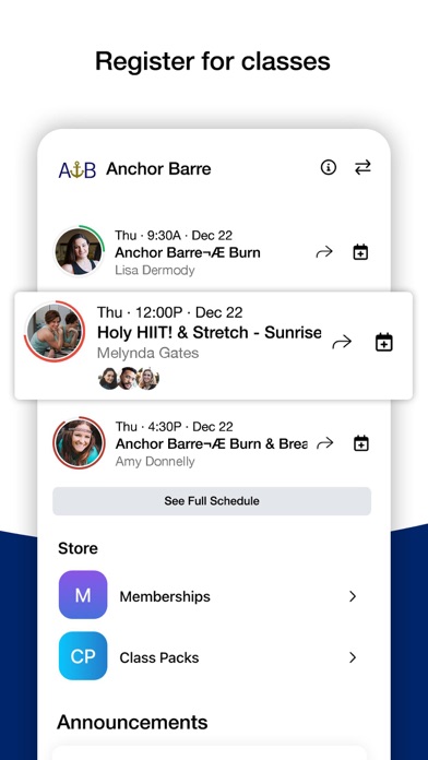 Anchor Barre Fitness Screenshot