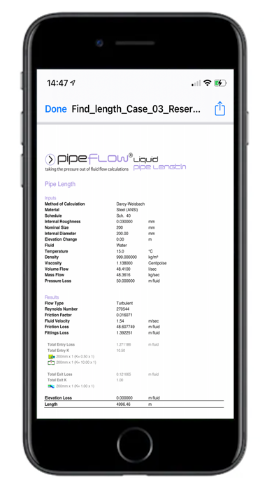 Pipe Flow Liquid Pipe Length Screenshot