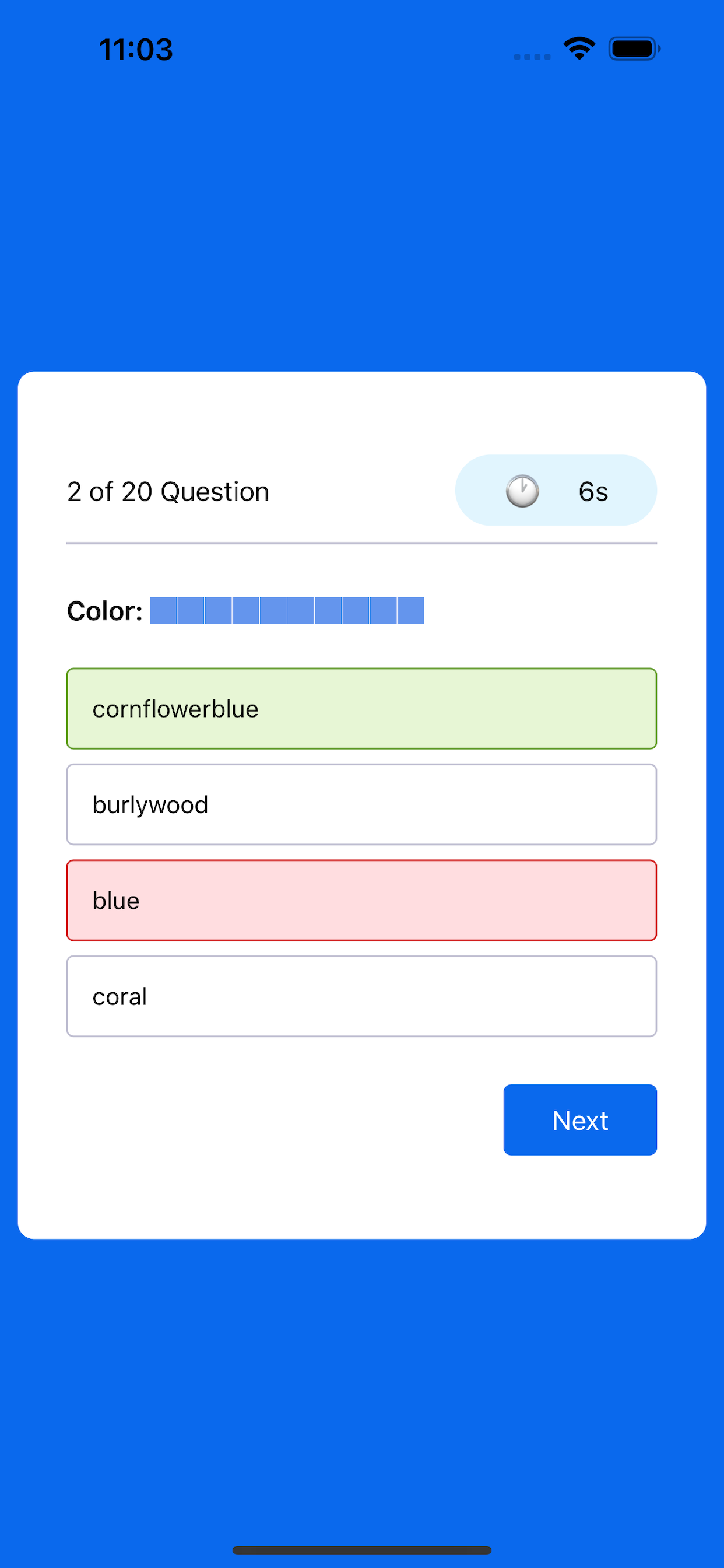 Color Quiz Puzzle Game