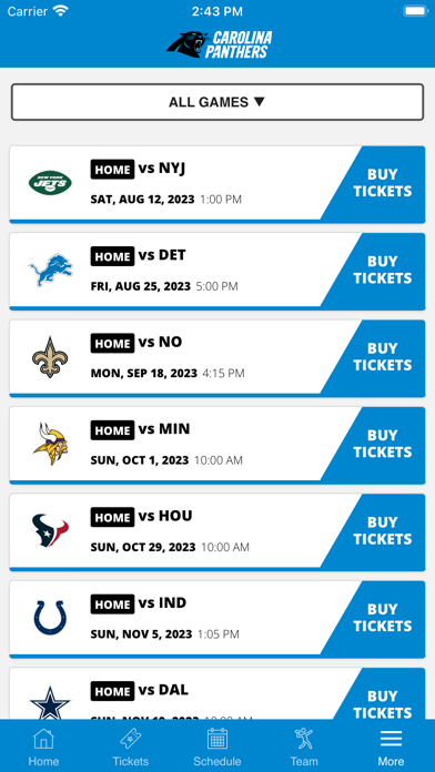 Carolina Panthers Mobile Screenshot