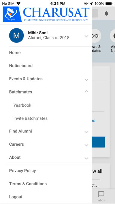 CHARUSAT Alumni Association Screenshot