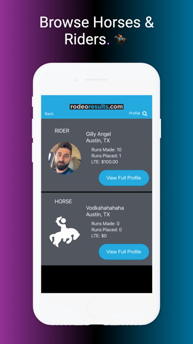 Rodeo Results Screenshot