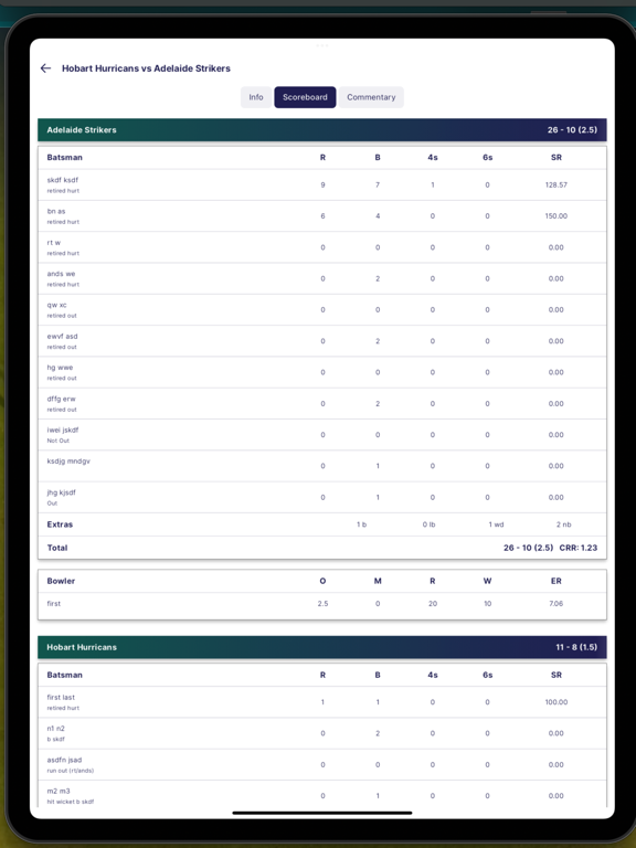 CricCenter iPad screenshot 1 - Sports app