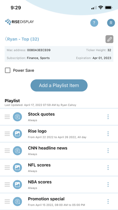 Rise Ticker Screenshot