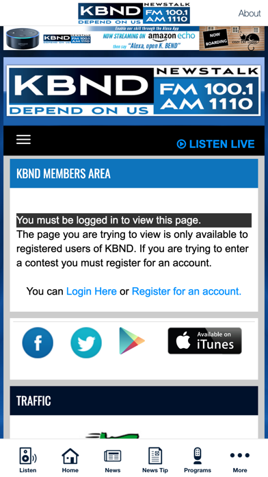 KBND Radio Screenshot