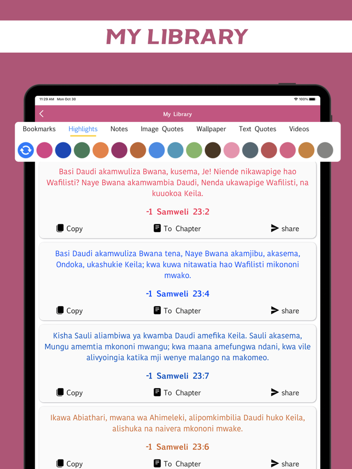 Biblia Takatifu in Swahili.