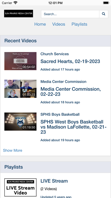 Sun Prairie Media Center Screenshot