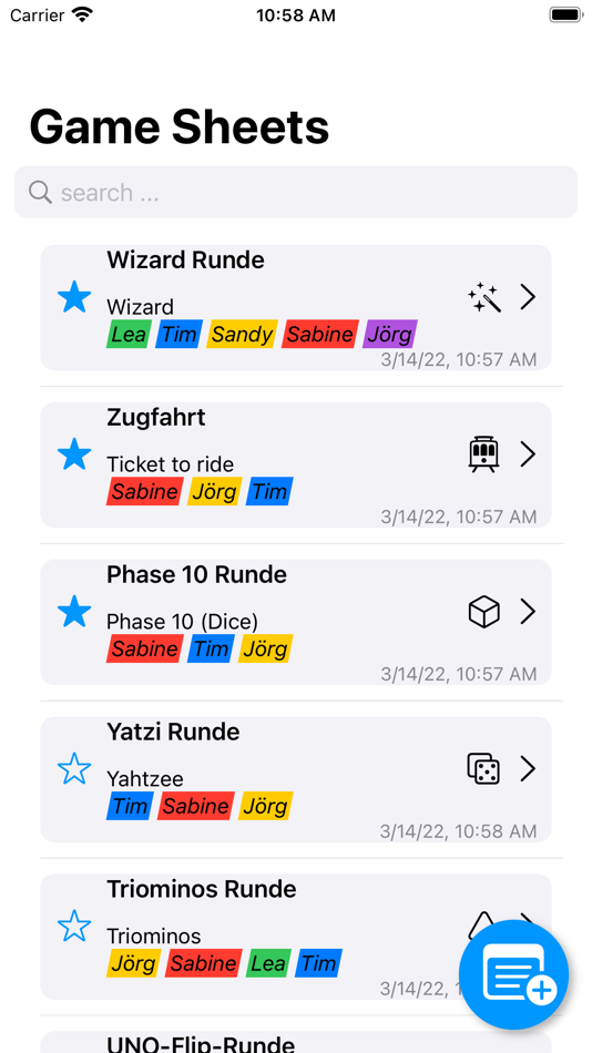 #1. Game Sheets (iOS) 由: JOERG ORTMANN