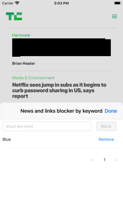Links blocker by keyword Screenshot