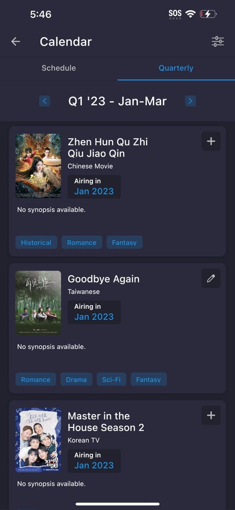 MyDramaList - Asian Drama DB - Plan ahead with quarterly "upcoming drama listings", featuring release dates and embedded "genre tags" for easy discovery of new titles.