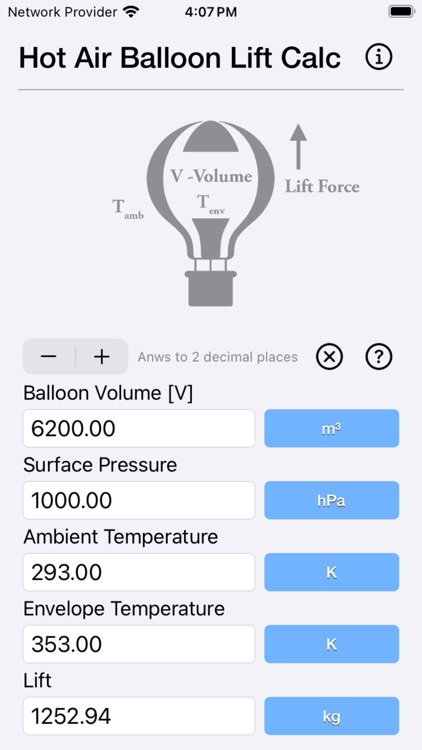 Hot Air Balloon Lift Calc
