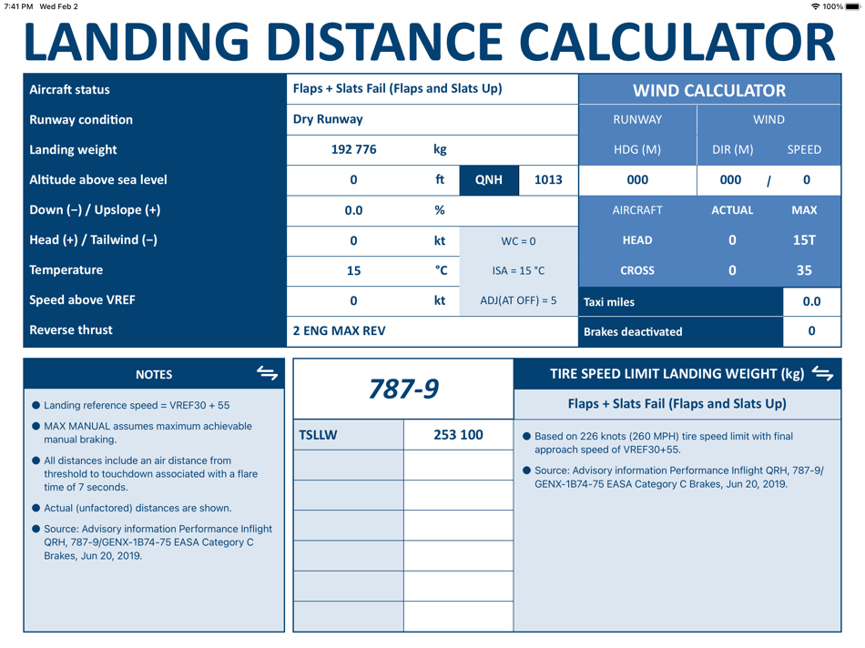 #2. Landing distance calculator (iOS) Podle: MEGAPROJECTS B.V.