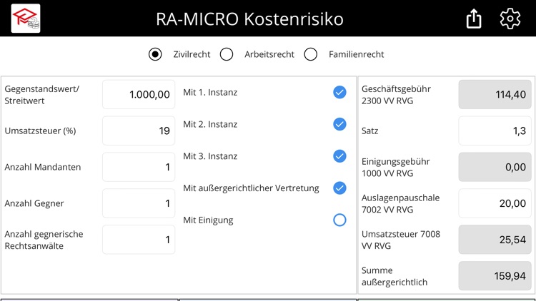 RA-MICRO Kostenrisiko